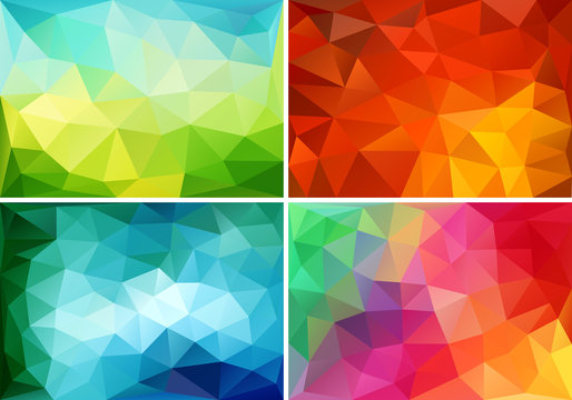 abstract colorful low poly backgrounds, vector set