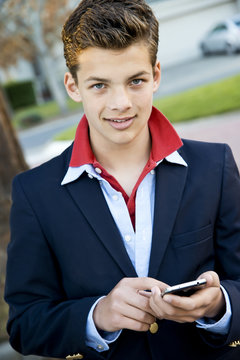 Handsome Teen With Phone