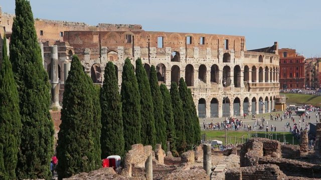Various angles of the roman Colosseum or Flavian Amphitheatre.