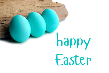 easter color eggs on white with place for sample text