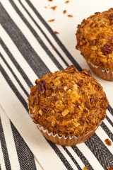 Peach Pecan and Granola Muffins. Selective focus.
