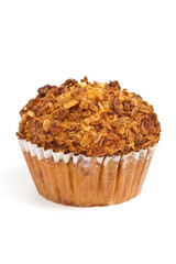 Granola Breakfast Muffins on white background. Selective focus.