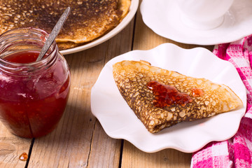 Pancakes, blini or crepes - traditional dish of many countries