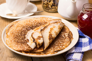 Pancakes, blini or crepes - traditional dish of many countries