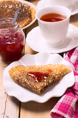 Pancakes, blini or crepes - traditional dish of many countries