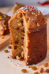 Vegan Easter kulich with dried raisins, without eggs and milk