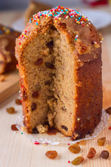 Vegan Easter kulich with dried raisins, without eggs and milk
