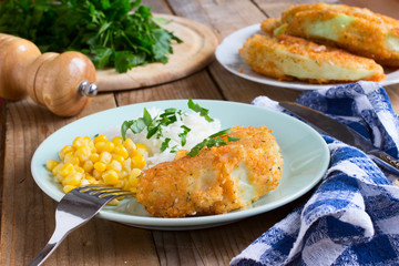 Fried cabbage with bread crumbs - vegan version of schnitzel