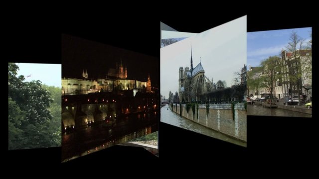 CGI Computer animation, carousel travel destinations