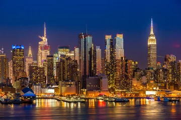 Fototapeten New York City Manhattan Midtown Gebäude Skyline Nacht © blvdone