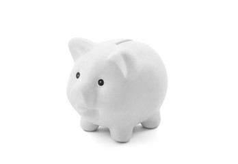 White piggy bank with clipping path
