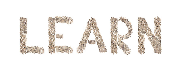 Learn written with small cubes