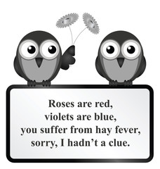 Monochrome comical Hay Fever poem