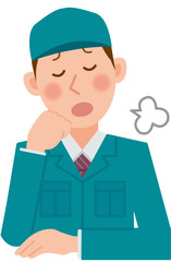 作業員　ため息