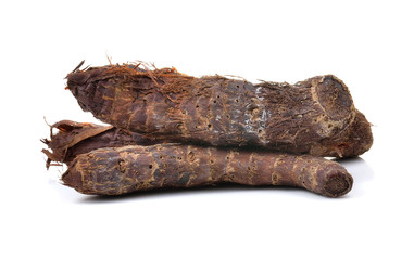 taro root on white background
