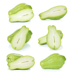 Chayote on white background