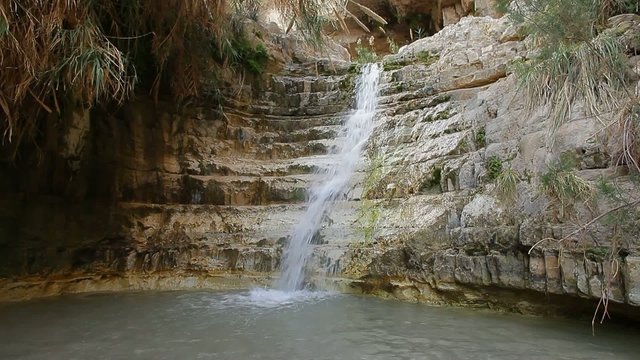 ein gedi on the dead sea. waterfall