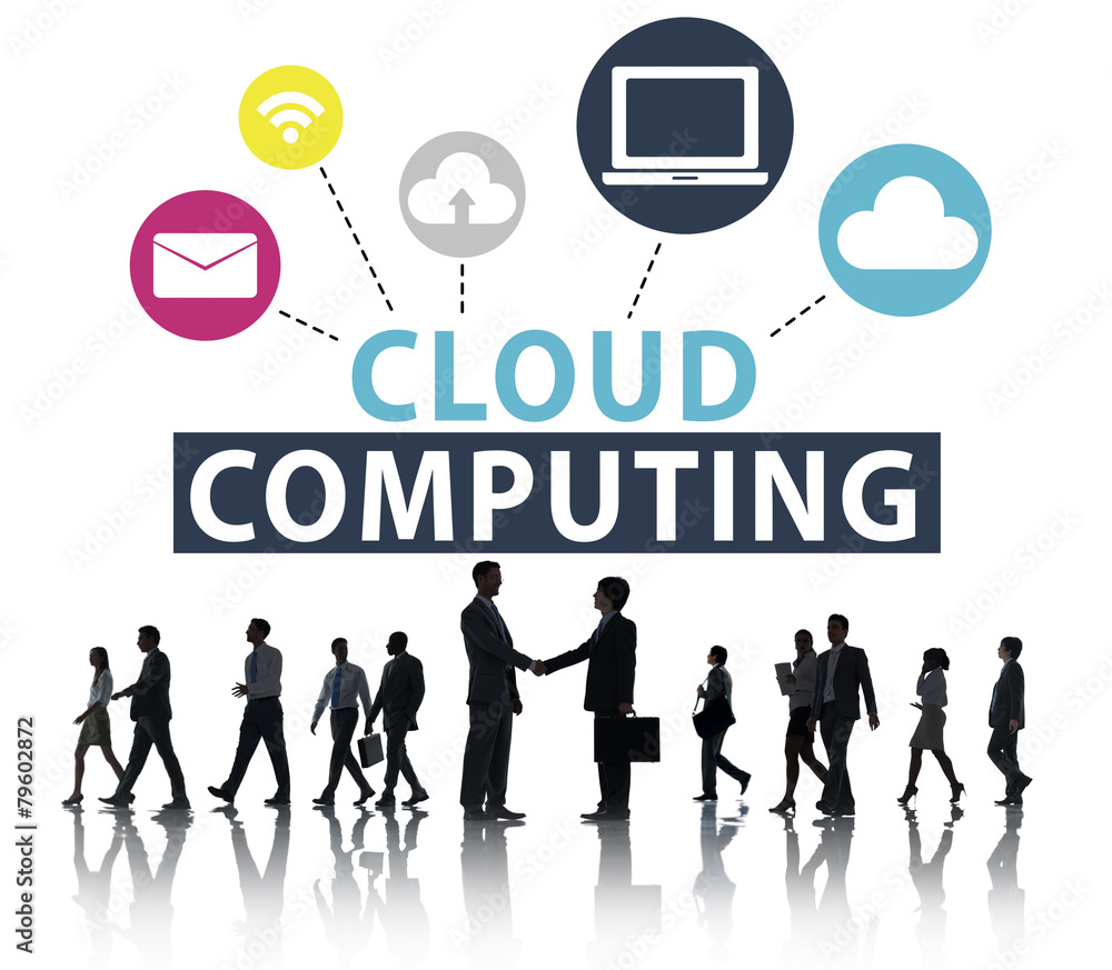 Poster cloud computing network online internet storage concept