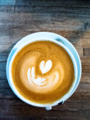 cappuccino on the wood table