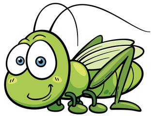 Vector illustration of cartoon Grasshopper