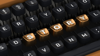 Typewriter with STORY buttons