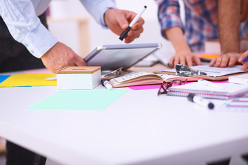 Young business people working at office on new project