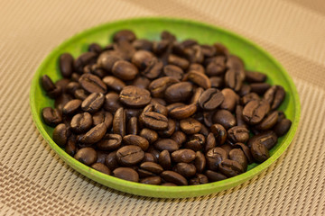 Coffee Beans in Green Dish