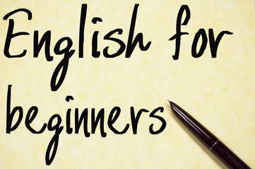 english for beginners text write on paper