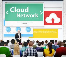 Obraz premium Cloud Digital Network Online Office Working Concept