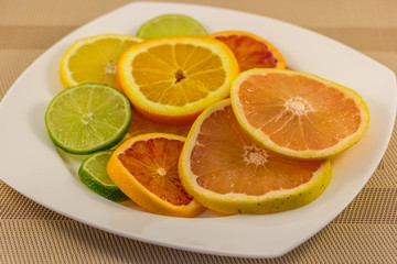 Citrus Fruit Slices on Plate