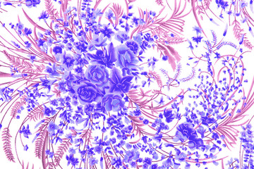 vintage style of tapestry flowers fabric pattern background