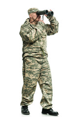 Soldier with binoculars