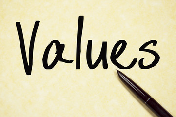 values word write on paper