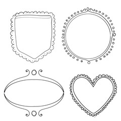 Set of hand drawn frame and dividers. Doodle vector design