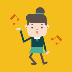 Character illustration design. businesswoman joyful cartoon