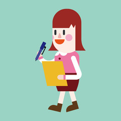 Character illustration design. Businesswoman writing cartoon