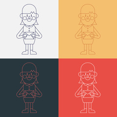 Character illustration design. Businesswoman sending letter cart