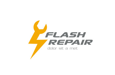 Quick Fast Flash Repair Logo design vector. Repairing icon