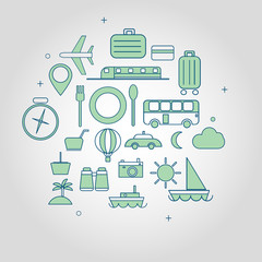 line icon in travel symbol and tourism sign, vector illustration