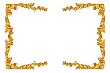 Pattern of wood frame carve on white background