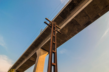 Airport Link (City Line) on blue sky background.