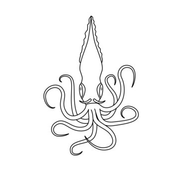 Coloring book: Cartoon squid