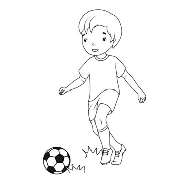 Coloring book: boy playing soccer