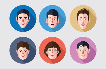 set of expression avatar flat icons