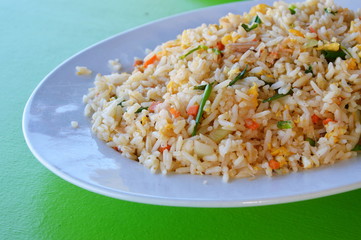 fried rice with egg and crab