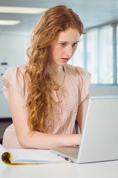 Fashion student using laptop