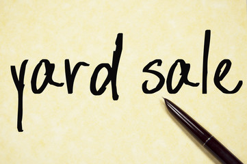 yard sale text write on paper