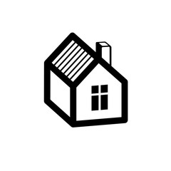 Simple mansion icon isolated on white background, abstract house