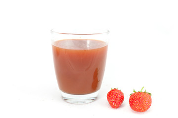 Full juice fresh ripe red strawberries isolated on white