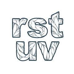 Vintage ornamental beautiful font, floral typescript. R, s, t, u